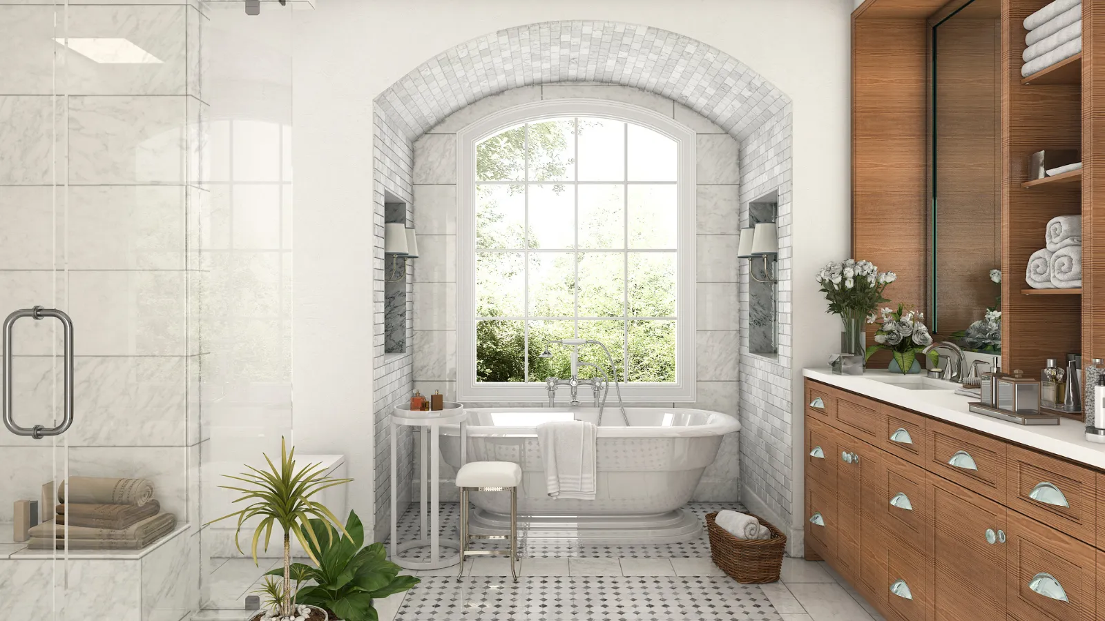 Beautifully remodeled bathroom in Cornelius, NC, with custom tile shower, modern vanity, and updated fixtures